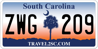 SC license plate ZWG209