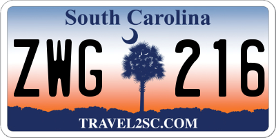 SC license plate ZWG216