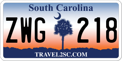 SC license plate ZWG218
