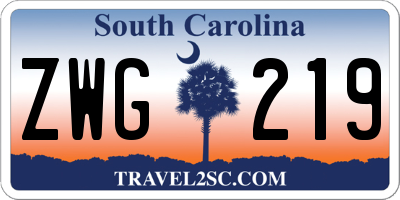 SC license plate ZWG219