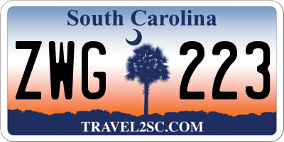 SC license plate ZWG223