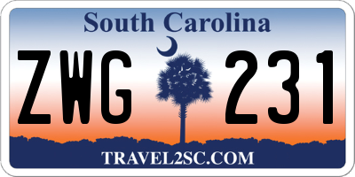 SC license plate ZWG231