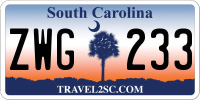 SC license plate ZWG233