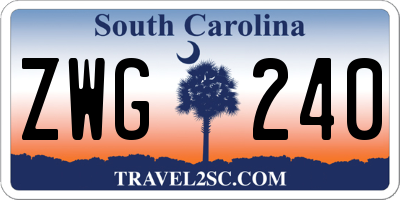 SC license plate ZWG240