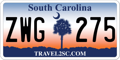 SC license plate ZWG275