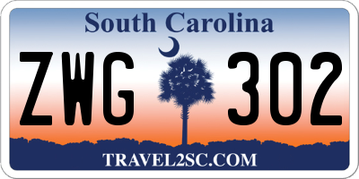 SC license plate ZWG302