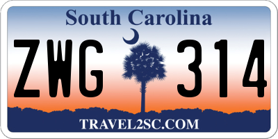 SC license plate ZWG314