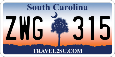 SC license plate ZWG315