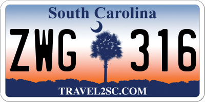 SC license plate ZWG316