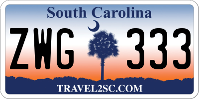 SC license plate ZWG333