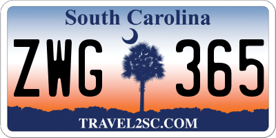 SC license plate ZWG365