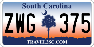 SC license plate ZWG375