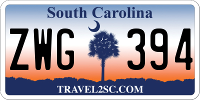 SC license plate ZWG394