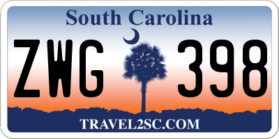 SC license plate ZWG398
