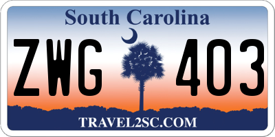 SC license plate ZWG403