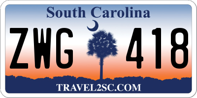 SC license plate ZWG418