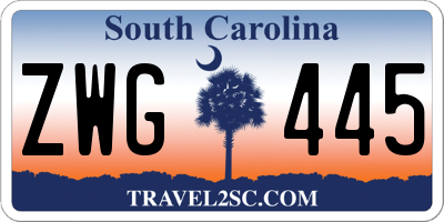 SC license plate ZWG445