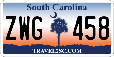 SC license plate ZWG458