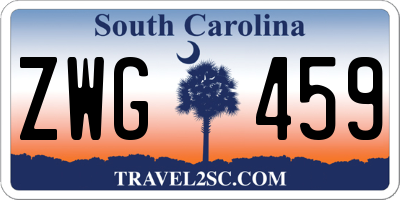 SC license plate ZWG459