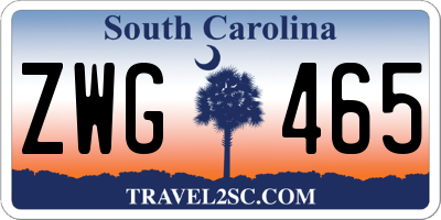 SC license plate ZWG465