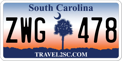 SC license plate ZWG478