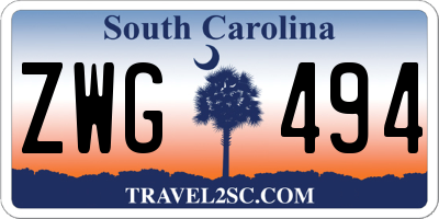 SC license plate ZWG494