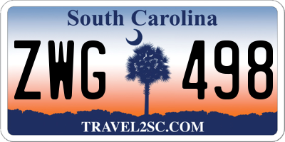 SC license plate ZWG498