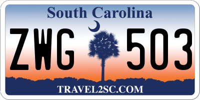 SC license plate ZWG503