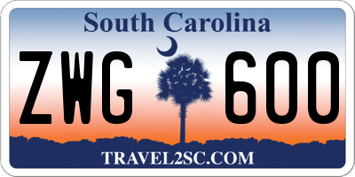 SC license plate ZWG600
