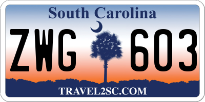 SC license plate ZWG603