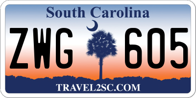 SC license plate ZWG605