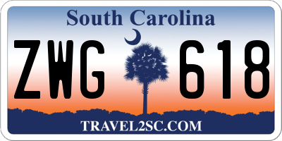 SC license plate ZWG618