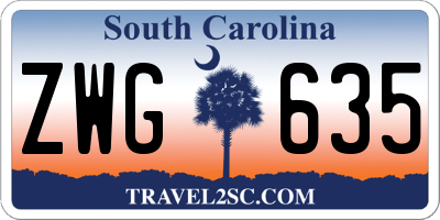 SC license plate ZWG635