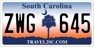 SC license plate ZWG645