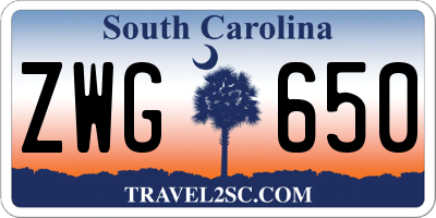 SC license plate ZWG650