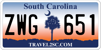 SC license plate ZWG651