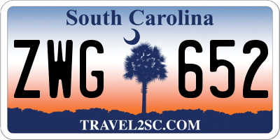 SC license plate ZWG652