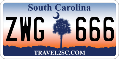 SC license plate ZWG666