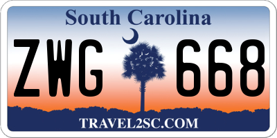 SC license plate ZWG668