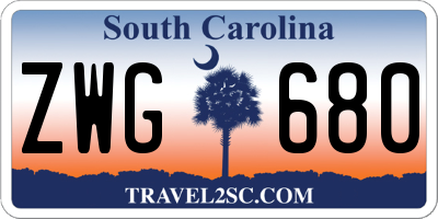SC license plate ZWG680