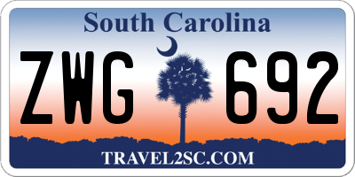 SC license plate ZWG692
