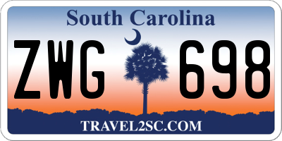 SC license plate ZWG698