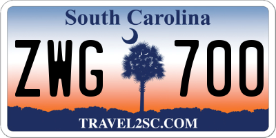 SC license plate ZWG700