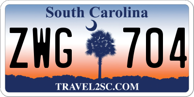 SC license plate ZWG704