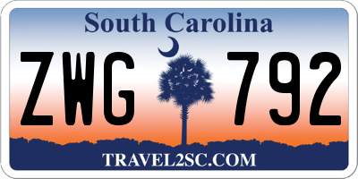 SC license plate ZWG792