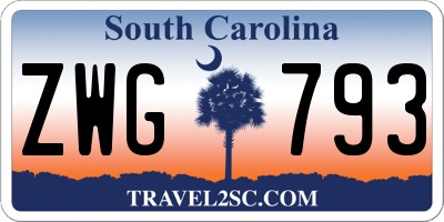 SC license plate ZWG793