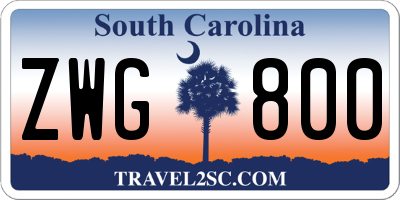 SC license plate ZWG800