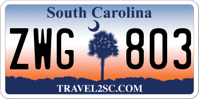 SC license plate ZWG803