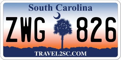 SC license plate ZWG826