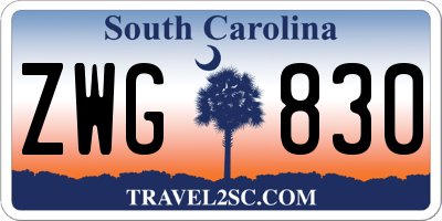 SC license plate ZWG830